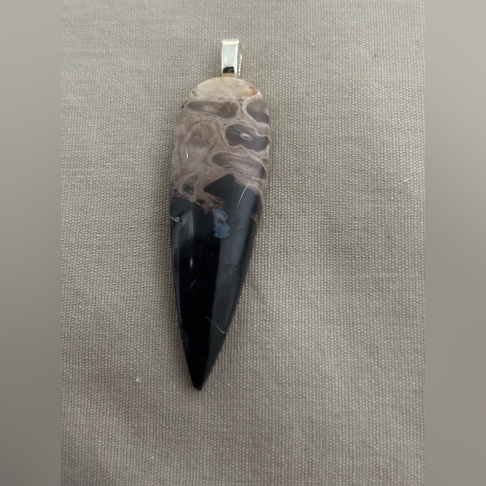 Fossilized stone pendant 2”